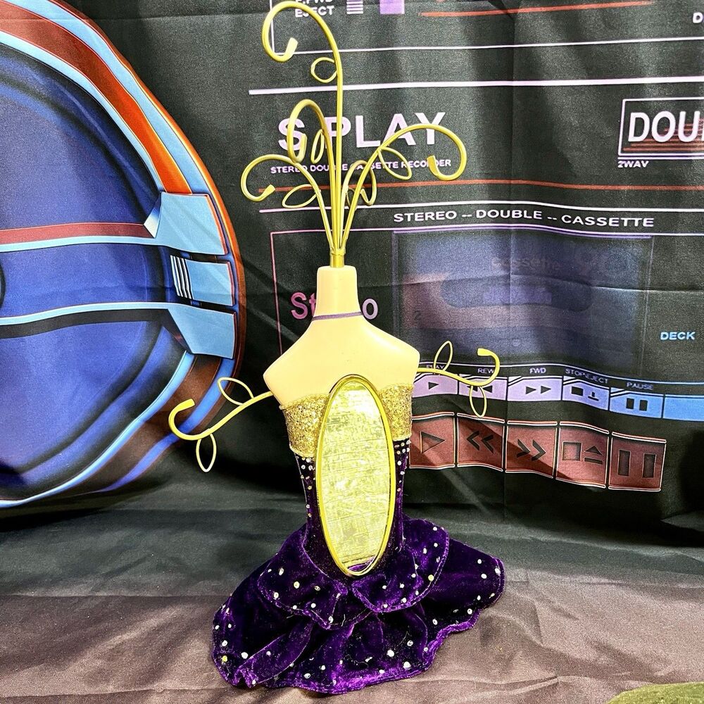 Jewelry Mannequin Rhinestones Velvet Purple Dress Organizer Stand
